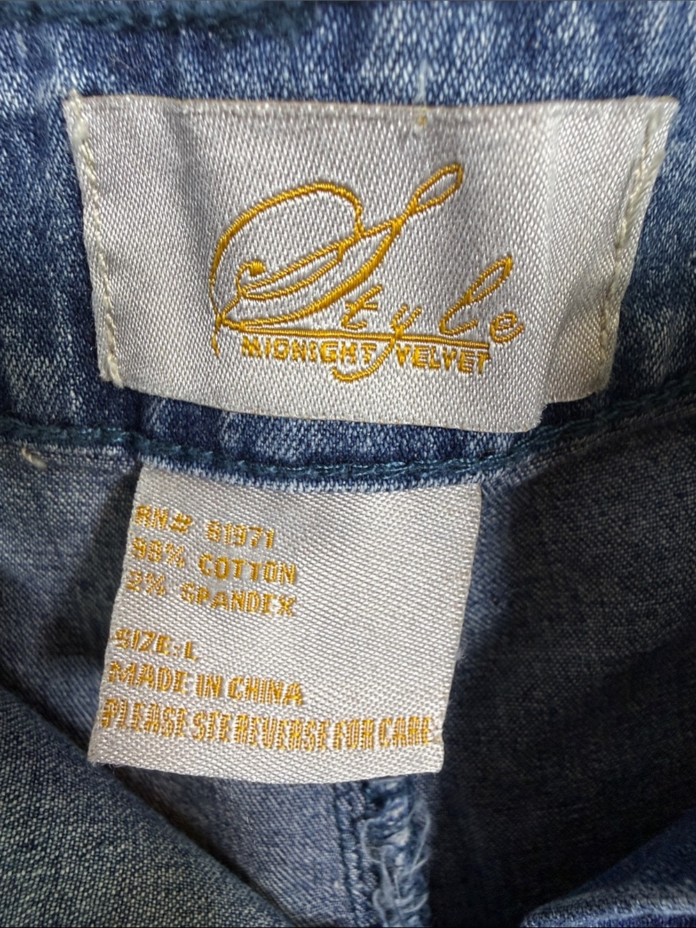 Midnight Velvet Vintage Long Denim Bedazzled  Mermaid Jean Y2K Skirt W2543 Sz L - Picture 5 of 8